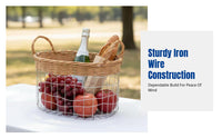 Breakfast Basket, Iron Wire Weaving, Metal Mesh Storage Basket, Japanese Minimalist Design, Hollow Open, Large Capacity