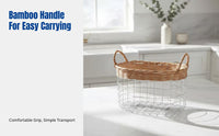 Breakfast Basket, Iron Wire Weaving, Metal Mesh Storage Basket, Japanese Minimalist Design, Hollow Open, Large Capacity