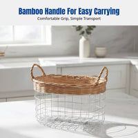 Breakfast Basket, Iron Wire Weaving, Metal Mesh Storage Basket, Japanese Minimalist Design, Hollow Open, Large Capacity