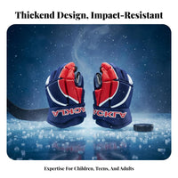 Ice puck sport Gloves, collision-Resistant Protective Gear, Kids & Adults, Red navy, Multiple Sizes