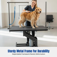 Hydraulic Pet Grooming Table, Non-Slip Rubber Surface, Adjustable Height, Dog Bath, Trimming Table