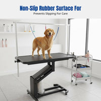 Hydraulic Pet Grooming Table, Non-Slip Rubber Surface, Adjustable Height, Dog Bath, Trimming Table
