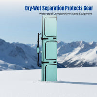 Universal Ski Bag with Wheels, Large Capacity, Wet Dry Separation, Multi-Compartment, Snowboard & Ski Equipment Storage