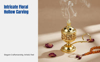 Arabic Charcoal Incense Burner with Handle, Vintage Metal Holder, Flower Carved Design
