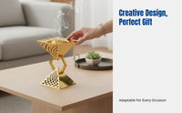 Arabian Iron Incense Burner, Gold Metal Decor, Creative Geometric Accent for Office, Living Room, Gift