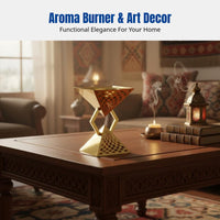 Arabian Iron Incense Burner, Gold Metal Decor, Creative Geometric Accent for Office, Living Room, Gift