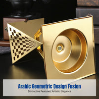 Arabian Iron Incense Burner, Gold Metal Decor, Creative Geometric Accent for Office, Living Room, Gift