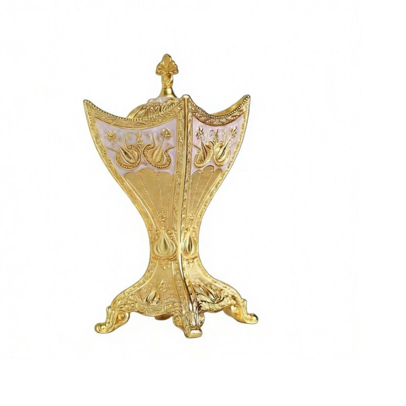 High-Temperature Metal Reflux Incense Burner, Turkish Gold Alloy Censer, For Frankincense, Charcoal, Home Decoration
