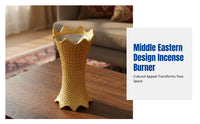 Metal Alloy Incense Burner, Carbon Design, Middle Eastern Arabic Style, Multi-Color Options, Cordless