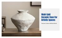 Vintage Ceramic Desktop Vase, Wabi-Sabi Style, Modern Chinese Handmade Flower Arrangement for Living Room, Hotel, Tea Room