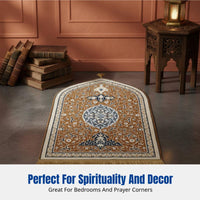 Ethnic Geometric Prayer Mat, Thick Flannel Carpet, Islamic Decor, Home, Bedroom, Office