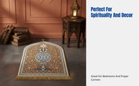 Ethnic Geometric Prayer Mat, Thick Flannel Carpet, Islamic Decor, Home, Bedroom, Office