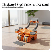 Ab Wheel, Automatic Return, Four-Wheel Home Gym Equipment, Steel Tube, Wide Elbow Rest, Unisex