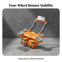 Ab Wheel, Automatic Return, Four-Wheel Home Gym Equipment, Steel Tube, Wide Elbow Rest, Unisex