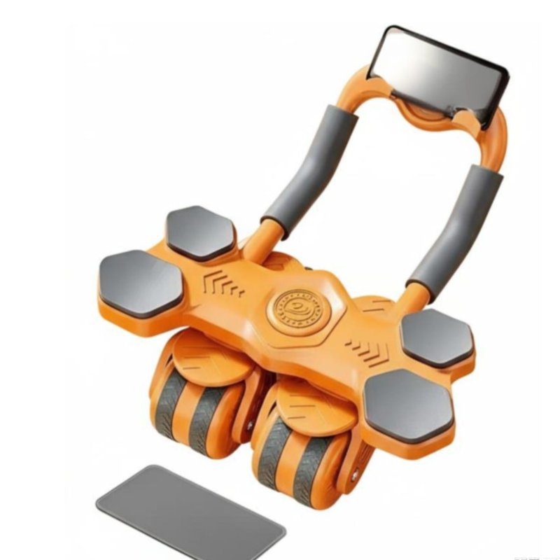 Ab Wheel, Automatic Return, Four-Wheel Home Gym Equipment, Steel Tube, Wide Elbow Rest, Unisex