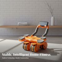Ab Wheel, Automatic Return, Four-Wheel Home Gym Equipment, Steel Tube, Wide Elbow Rest, Unisex