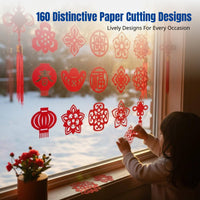 Chinese New Year Window Paper Cut, DIY Kids Craft, Fu Character, Festive Glass Sticker