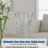 Glass Vase, Transparent, Water Propagation, Large Countertop Flower Container for Lucky Bamboo, Fresh or Dried Flowers