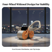 Ab Roller, 4-Wheel, Elbow Support, Automatic Rebound, Home Gym, Sturdy, Easy to Use