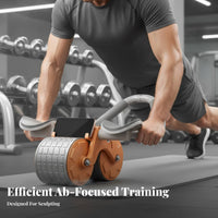 Ab Roller, 4-Wheel, Elbow Support, Automatic Rebound, Home Gym, Sturdy, Easy to Use