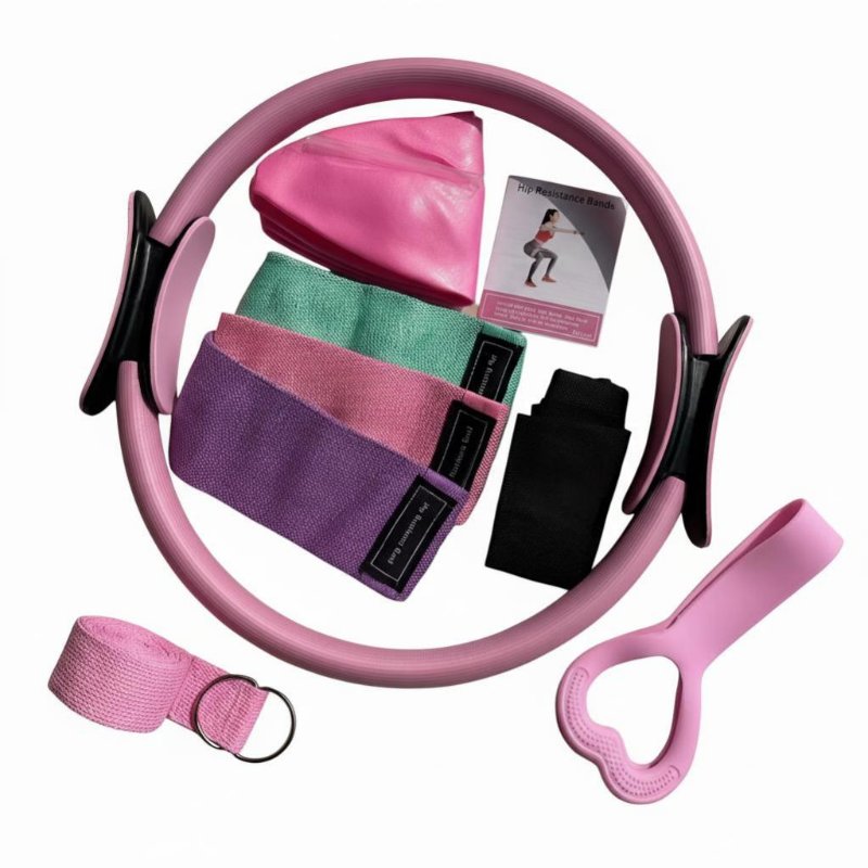 Pilates Ring, Stretching Fitness Set, Home Exercise Accessories, Elastic Bands