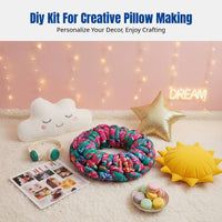Donut Pillow, DIY Hand-Knitted Kit, Chunky Yarn, Soft Scandinavian Home Decor