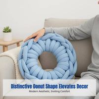 Donut Pillow, DIY Hand-Knitted Kit, Chunky Yarn, Soft Scandinavian Home Decor