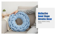 Donut Pillow, DIY Hand-Knitted Kit, Chunky Yarn, Soft Scandinavian Home Decor
