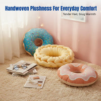 Donut Pillow, DIY Hand-Knitted Kit, Chunky Yarn, Soft Scandinavian Home Decor