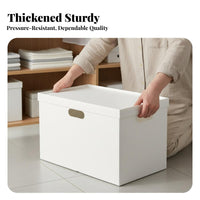 Japanese Style Storage Box, Large Capacity, Thickened Rectangular Organizer, With Casters, Minimalist Cream, Easy Assembly