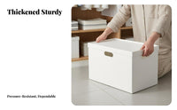 Japanese Style Storage Box, Large Capacity, Thickened Rectangular Organizer, With Casters, Minimalist Cream, Easy Assembly