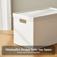 Japanese Style Storage Box, Large Capacity, Thickened Rectangular Organizer, With Casters, Minimalist Cream, Easy Assembly