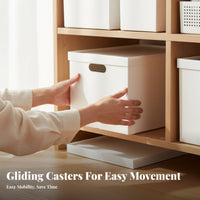 Japanese Style Storage Box, Large Capacity, Thickened Rectangular Organizer, With Casters, Minimalist Cream, Easy Assembly
