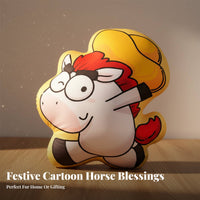 Festive New Year Plush Pillow, Cartoon Horse, Creative Homophonic Series, Gift for Friends