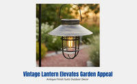 Solar Powered Vintage Lantern, Outdoor Hanging Lantern, Filament Bulb, Warm Light, Lawn, Garden, Homestay Decor