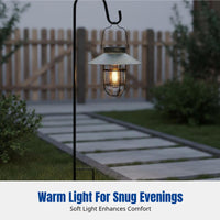 Solar Powered Vintage Lantern, Outdoor Hanging Lantern, Filament Bulb, Warm Light, Lawn, Garden, Homestay Decor