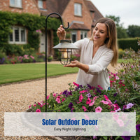 Solar Powered Vintage Lantern, Outdoor Hanging Lantern, Filament Bulb, Warm Light, Lawn, Garden, Homestay Decor