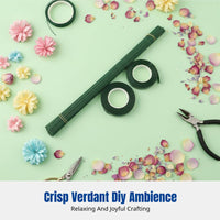 Floral Stem Wire, Green Tape Wrapped, Flexible Iron Wire for DIY Flower Arrangement Support and Handcrafts