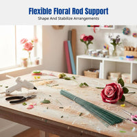 Floral Stem Wire, Green Tape Wrapped, Flexible Iron Wire for DIY Flower Arrangement Support and Handcrafts
