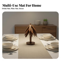 Bamboo Heat Insulation Mat, Anti-Scald Tableware Pad, Minimalist Dining Placemat, Walnut Color, Home Table Decor, High