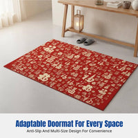 New Year Door Mat, Crystal Plush Red Entry Rug, Chinese Blessing Pattern, Home Gift