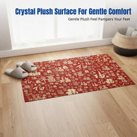 New Year Door Mat, Crystal Plush Red Entry Rug, Chinese Blessing Pattern, Home Gift