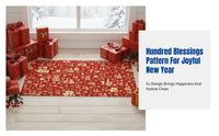 New Year Door Mat, Crystal Plush Red Entry Rug, Chinese Blessing Pattern, Home Gift