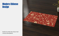 New Year Door Mat, Crystal Plush Red Entry Rug, Chinese Blessing Pattern, Home Gift