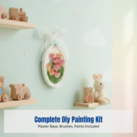 Plaster Doll DIY Painting Kit, Embossed Flower Hanging Decoration, Creative Handcraft for Team Building, Flower Scented Plaque