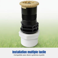 360° adjustable sprinkler for automatic coverage.