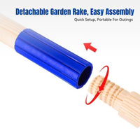 Kids Detachable Foliage Rake, Garden Tool, Wooden Handle, Universal Lawn