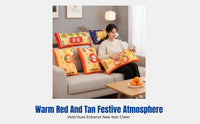 New Year Throw Pillow, Chinese Style Sofa Pillow, Blessing Cartoon, Crystal Plush, Removable Cover, Festive Home Decor