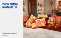 New Year Throw Pillow, Chinese Style Sofa Pillow, Blessing Cartoon, Crystal Plush, Removable Cover, Festive Home Decor