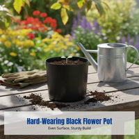 Black Flower Pot, sturdy Nursery Pot, Home Garden Planter, minimalist design